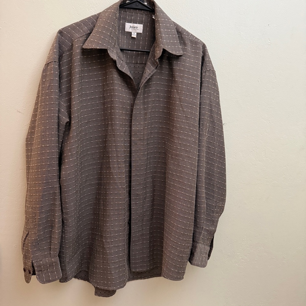 Vintage pavo mens Gray Button-Down Shirt medium m tweeted made in hong kong